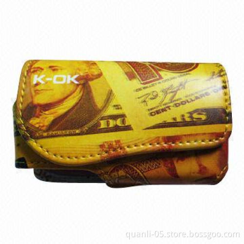 Fashionable Printed iPod Case with Clip, Made of Leather/PU Materials